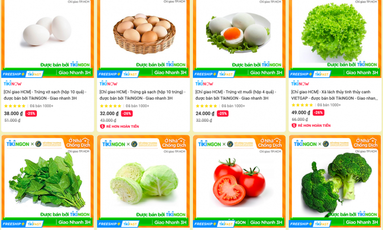 TP.HCM: Tiki, Lazada, Sendo… bán hơn 100 tấn rau củ, thịt cá mỗi ngày