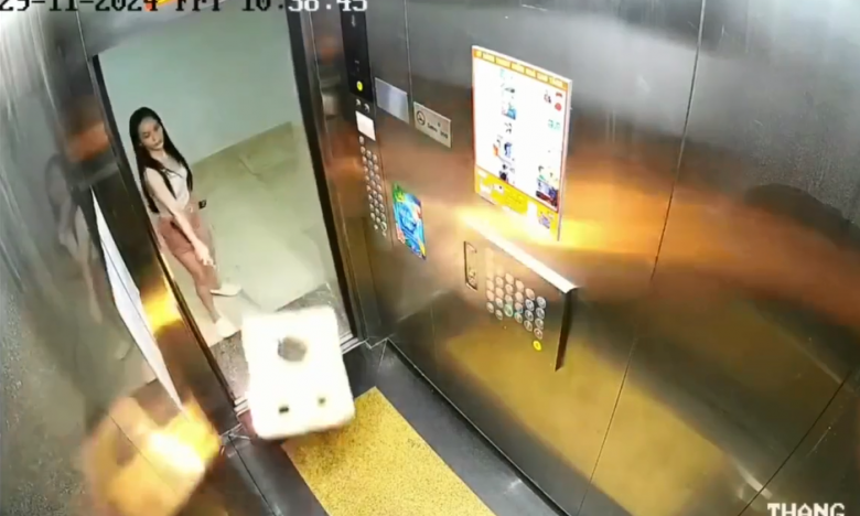 Xôn xao clip người phụ nữ đốt vật liệu dễ cháy rồi quăng vào thang máy chung cư Gold Sea