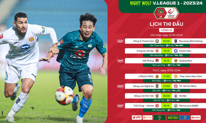 Lịch phát sóng trực tiếp vòng 18 V.League 2023/2024: Tâm điểm sân Pleiku