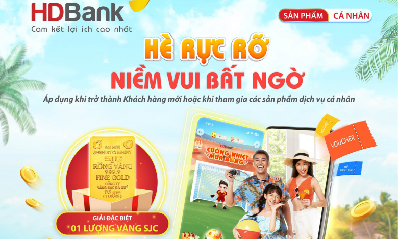 HDBank tặng một lượng vàng SJC cho khách hàng mỗi tháng